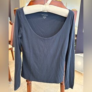Banana Republic navy scoop neck long sleeve